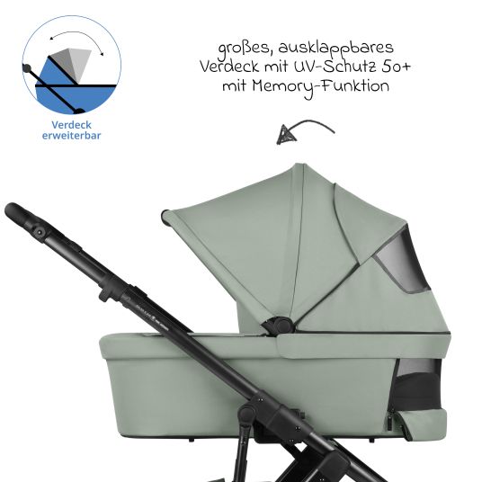 ABC Design Kombi-Kinderwagen Salsa 5 Air inkl. Wickeltasche Urban, Winterfußsack, Babywanne & Sportsitz - Pine