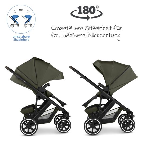 ABC Design Kombi-Kinderwagen Salsa 5 Air inkl. Wickeltasche Urban, Winterfußsack, Babywanne & Sportsitz - Pure - Avocado