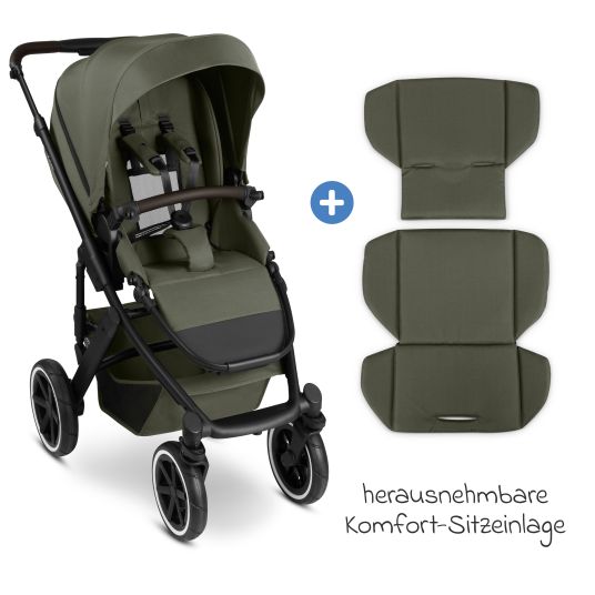 ABC Design Kombi-Kinderwagen Salsa 5 Air inkl. Wickeltasche Urban, Winterfußsack, Babywanne & Sportsitz - Pure - Avocado