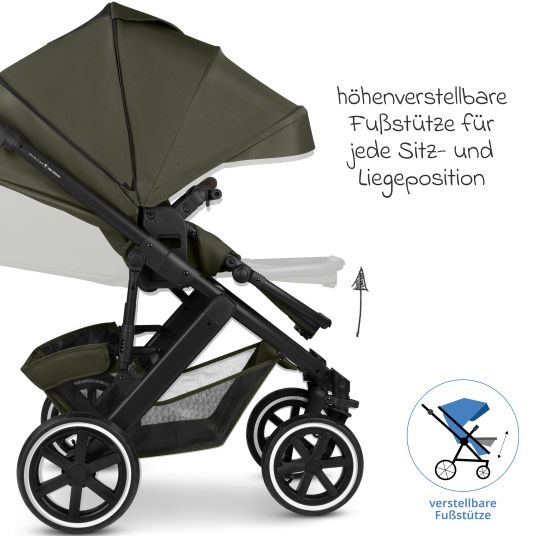 ABC Design Kombi-Kinderwagen Salsa 5 Air inkl. Wickeltasche Urban, Winterfußsack, Babywanne & Sportsitz - Pure - Avocado