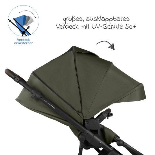 ABC Design Kombi-Kinderwagen Salsa 5 Air inkl. Wickeltasche Urban, Winterfußsack, Babywanne & Sportsitz - Pure - Avocado