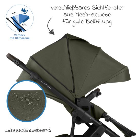 ABC Design Kombi-Kinderwagen Salsa 5 Air inkl. Wickeltasche Urban, Winterfußsack, Babywanne & Sportsitz - Pure - Avocado