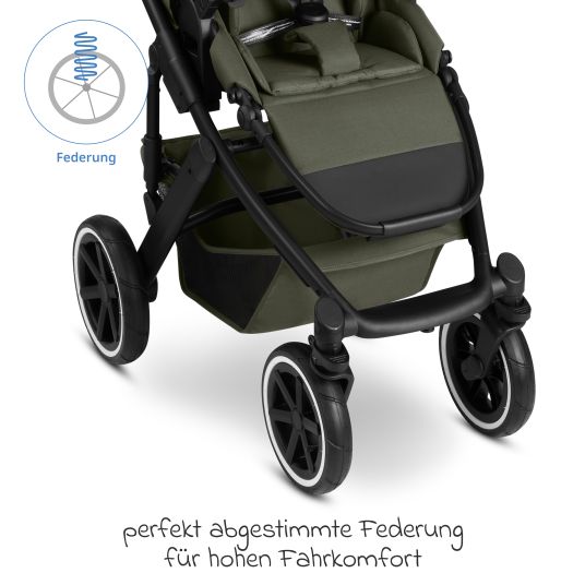 ABC Design Kombi-Kinderwagen Salsa 5 Air inkl. Wickeltasche Urban, Winterfußsack, Babywanne & Sportsitz - Pure - Avocado