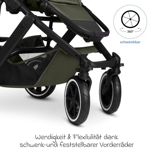 ABC Design Kombi-Kinderwagen Salsa 5 Air inkl. Wickeltasche Urban, Winterfußsack, Babywanne & Sportsitz - Pure - Avocado