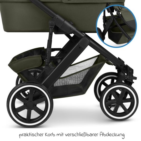 ABC Design Kombi-Kinderwagen Salsa 5 Air inkl. Wickeltasche Urban, Winterfußsack, Babywanne & Sportsitz - Pure - Avocado