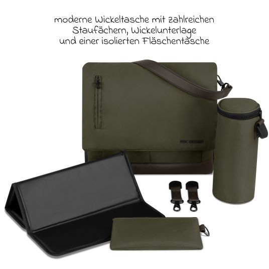 ABC Design Kombi-Kinderwagen Salsa 5 Air inkl. Wickeltasche Urban, Winterfußsack, Babywanne & Sportsitz - Pure - Avocado