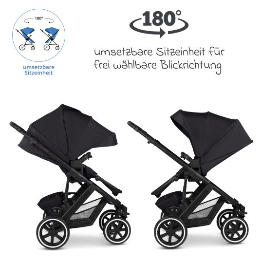 ABC Design Kombi-Kinderwagen Salsa 5 Air inkl. Wickeltasche Urban, Winterfußsack, Babywanne & Sportsitz - Pure - Coal