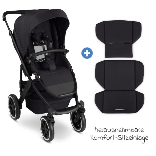 ABC Design Kombi-Kinderwagen Salsa 5 Air inkl. Wickeltasche Urban, Winterfußsack, Babywanne & Sportsitz - Pure - Coal