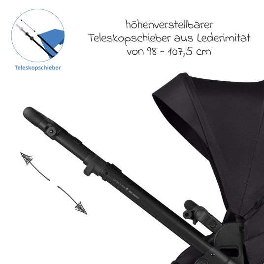 ABC Design Kombi-Kinderwagen Salsa 5 Air inkl. Wickeltasche Urban, Winterfußsack, Babywanne & Sportsitz - Pure - Coal