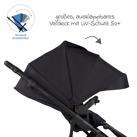 ABC Design Kombi-Kinderwagen Salsa 5 Air inkl. Wickeltasche Urban, Winterfußsack, Babywanne & Sportsitz - Pure - Coal