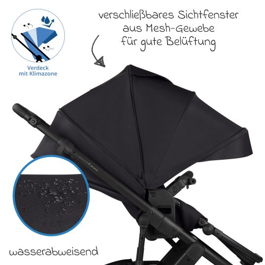 ABC Design Kombi-Kinderwagen Salsa 5 Air inkl. Wickeltasche Urban, Winterfußsack, Babywanne & Sportsitz - Pure - Coal