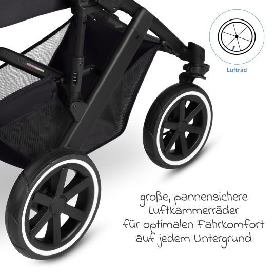 ABC Design Kombi-Kinderwagen Salsa 5 Air inkl. Wickeltasche Urban, Winterfußsack, Babywanne & Sportsitz - Pure - Coal