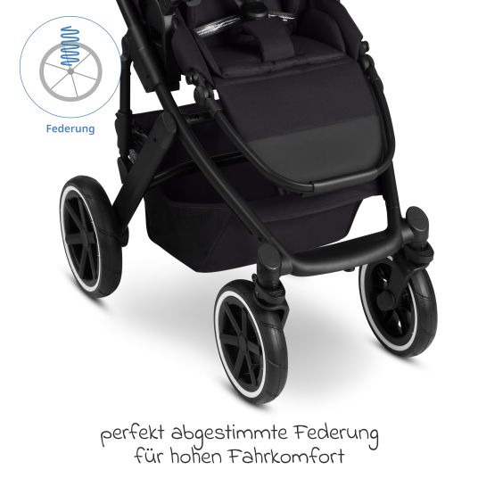 ABC Design Kombi-Kinderwagen Salsa 5 Air inkl. Wickeltasche Urban, Winterfußsack, Babywanne & Sportsitz - Pure - Coal