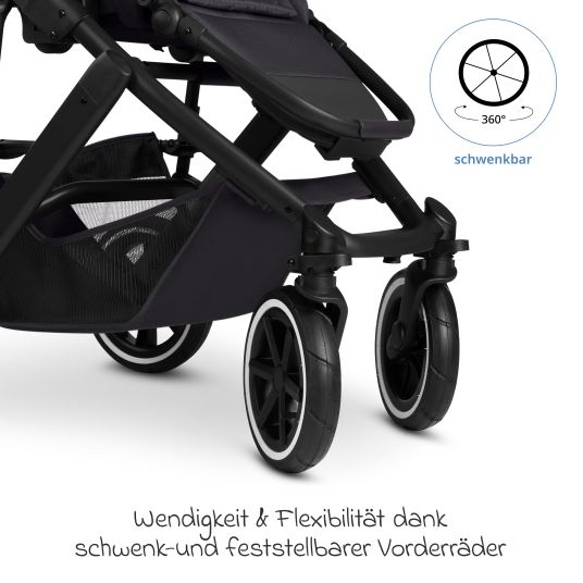 ABC Design Kombi-Kinderwagen Salsa 5 Air inkl. Wickeltasche Urban, Winterfußsack, Babywanne & Sportsitz - Pure - Coal