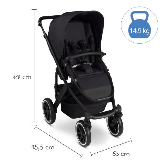 ABC Design Kombi-Kinderwagen Salsa 5 Air inkl. Wickeltasche Urban, Winterfußsack, Babywanne & Sportsitz - Pure - Coal