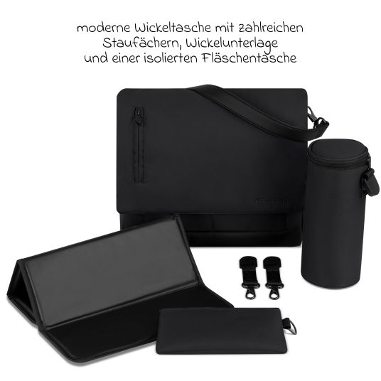 ABC Design Kombi-Kinderwagen Salsa 5 Air inkl. Wickeltasche Urban, Winterfußsack, Babywanne & Sportsitz - Pure - Coal