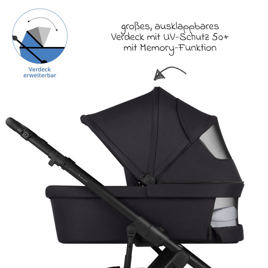 ABC Design Kombi-Kinderwagen Salsa 5 Air inkl. Wickeltasche Urban, Winterfußsack, Babywanne & Sportsitz - Pure - Coal