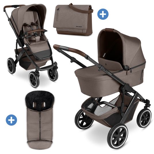 ABC Design Kombi-Kinderwagen Salsa 5 Air inkl. Wickeltasche Urban, Winterfußsack, Babywanne & Sportsitz - Pure - Nature