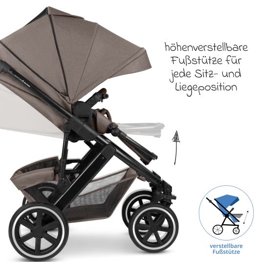 ABC Design Kombi-Kinderwagen Salsa 5 Air inkl. Wickeltasche Urban, Winterfußsack, Babywanne & Sportsitz - Pure - Nature