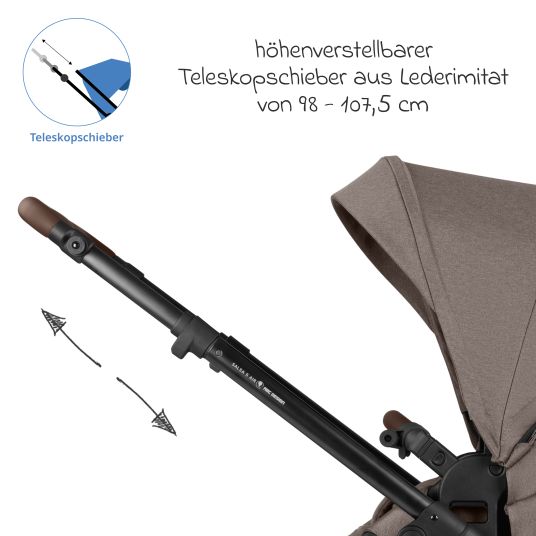 ABC Design Kombi-Kinderwagen Salsa 5 Air inkl. Wickeltasche Urban, Winterfußsack, Babywanne & Sportsitz - Pure - Nature