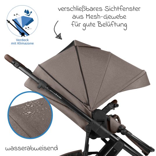 ABC Design Kombi-Kinderwagen Salsa 5 Air inkl. Wickeltasche Urban, Winterfußsack, Babywanne & Sportsitz - Pure - Nature