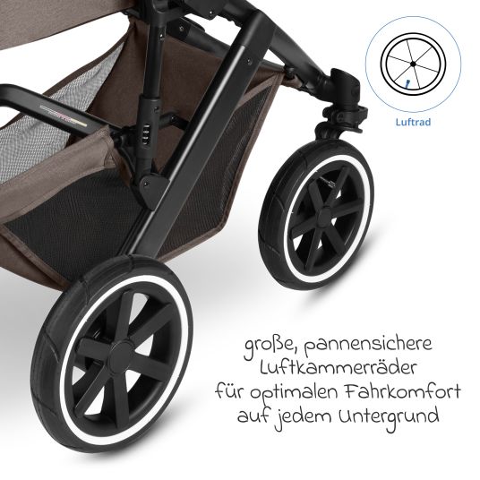 ABC Design Kombi-Kinderwagen Salsa 5 Air inkl. Wickeltasche Urban, Winterfußsack, Babywanne & Sportsitz - Pure - Nature