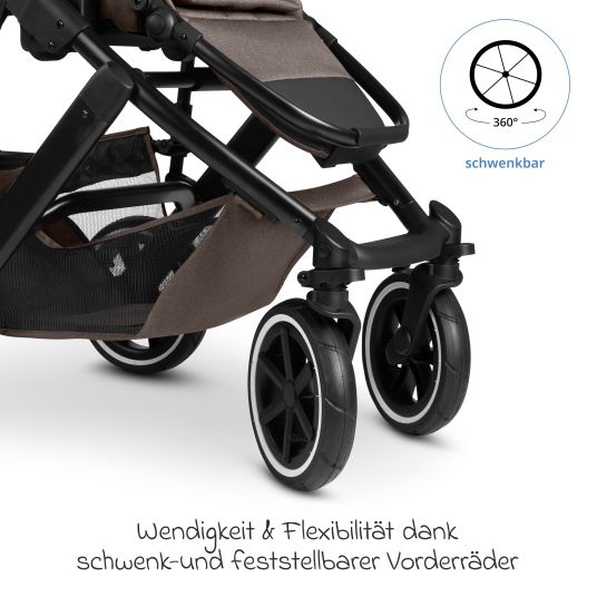 ABC Design Kombi-Kinderwagen Salsa 5 Air inkl. Wickeltasche Urban, Winterfußsack, Babywanne & Sportsitz - Pure - Nature