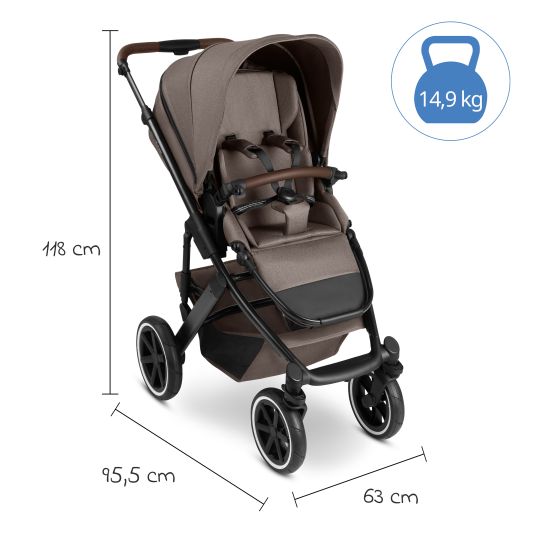 ABC Design Kombi-Kinderwagen Salsa 5 Air inkl. Wickeltasche Urban, Winterfußsack, Babywanne & Sportsitz - Pure - Nature