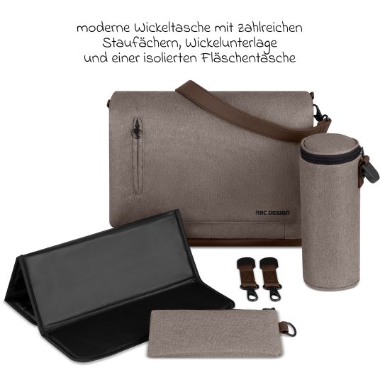 ABC Design Kombi-Kinderwagen Salsa 5 Air inkl. Wickeltasche Urban, Winterfußsack, Babywanne & Sportsitz - Pure - Nature