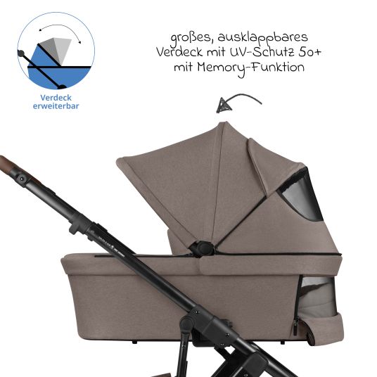 ABC Design Kombi-Kinderwagen Salsa 5 Air inkl. Wickeltasche Urban, Winterfußsack, Babywanne & Sportsitz - Pure - Nature