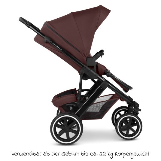 ABC Design Kombi-Kinderwagen Salsa 5 Air Set inkl. Babywanne, Sportsitz, Wickeltasche Urban, Winterfußsack und zweite Kisseneinlage - Umbra