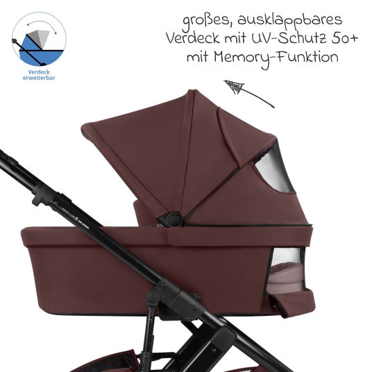 ABC Design Salsa 5 Air baby carriage set incl. carrycot, sports seat, Urban changing bag, winter footmuff and second cushion insert - Umbra