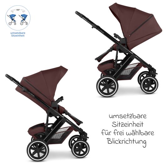 ABC Design Kombi-Kinderwagen Salsa 5 Air Set inkl. Babywanne, Sportsitz, Wickeltasche Urban, Winterfußsack und zweite Kisseneinlage - Umbra