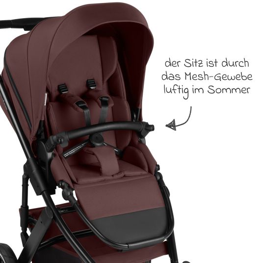 ABC Design Salsa 5 Air baby carriage set incl. carrycot, sports seat, Urban changing bag, winter footmuff and second cushion insert - Umbra