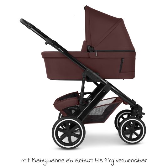 ABC Design Salsa 5 Air baby carriage set incl. carrycot, sports seat, Urban changing bag, winter footmuff and second cushion insert - Umbra