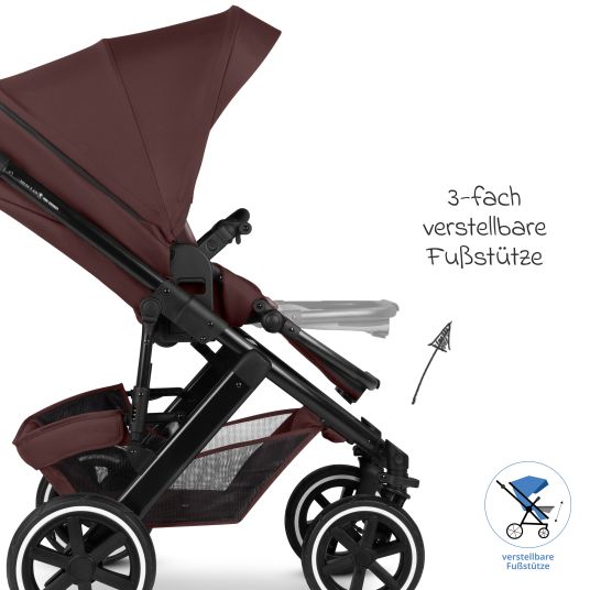 ABC Design Kombi-Kinderwagen Salsa 5 Air Set inkl. Babywanne, Sportsitz, Wickeltasche Urban, Winterfußsack und zweite Kisseneinlage - Umbra