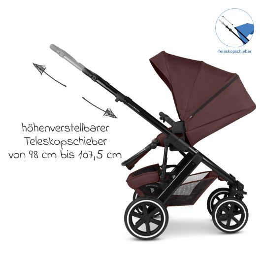 ABC Design Kombi-Kinderwagen Salsa 5 Air Set inkl. Babywanne, Sportsitz, Wickeltasche Urban, Winterfußsack und zweite Kisseneinlage - Umbra