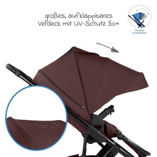 ABC Design Kombi-Kinderwagen Salsa 5 Air Set inkl. Babywanne, Sportsitz, Wickeltasche Urban, Winterfußsack und zweite Kisseneinlage - Umbra