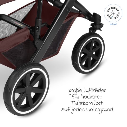 ABC Design Kombi-Kinderwagen Salsa 5 Air Set inkl. Babywanne, Sportsitz, Wickeltasche Urban, Winterfußsack und zweite Kisseneinlage - Umbra