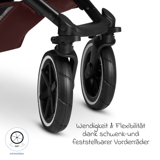 ABC Design Kombi-Kinderwagen Salsa 5 Air Set inkl. Babywanne, Sportsitz, Wickeltasche Urban, Winterfußsack und zweite Kisseneinlage - Umbra