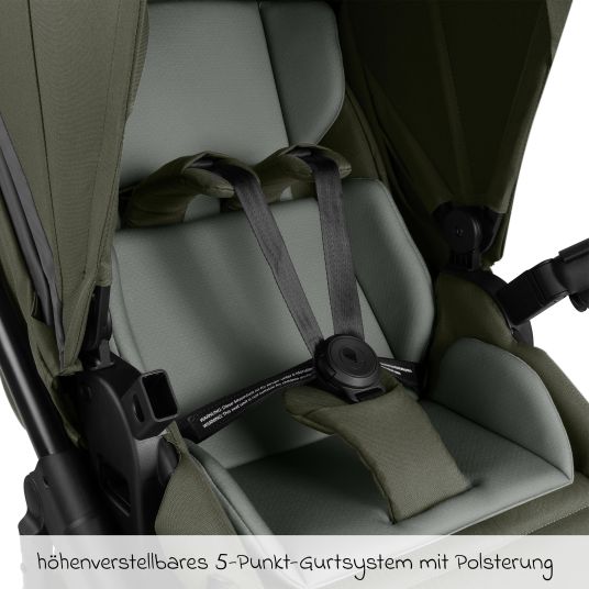 ABC Design Kombi-Kinderwagen Salsa 5 Run - inkl. Babywanne, Sportsitz, Sportzulassung, Luftbereifung, Sitzeinlage & Handbremse inkl. XXL-Zubehörpaket - Pure - Avocado