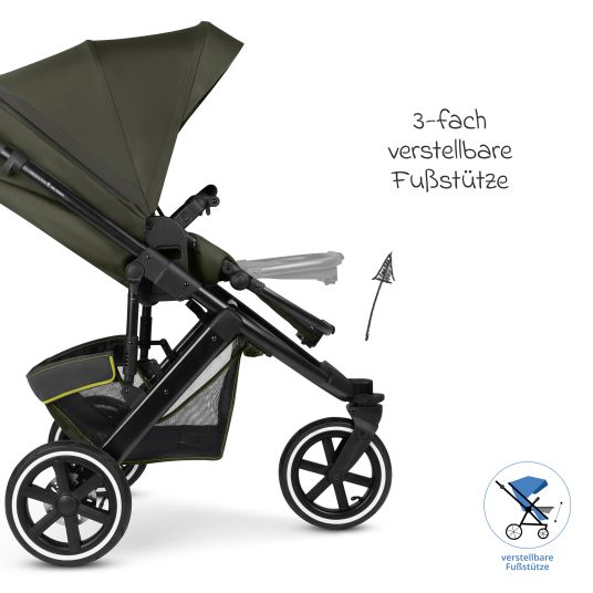 ABC Design Kombi-Kinderwagen Salsa 5 Run - inkl. Babywanne, Sportsitz, Sportzulassung, Luftbereifung, Sitzeinlage & Handbremse inkl. XXL-Zubehörpaket - Pure - Avocado