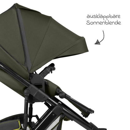 ABC Design Kombi-Kinderwagen Salsa 5 Run - inkl. Babywanne, Sportsitz, Sportzulassung, Luftbereifung, Sitzeinlage & Handbremse inkl. XXL-Zubehörpaket - Pure - Avocado