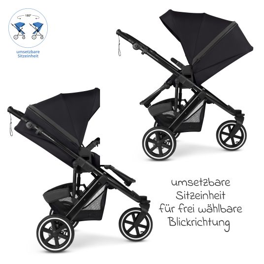 ABC Design Kombi-Kinderwagen Salsa 5 Run - inkl. Babywanne, Sportsitz, Sportzulassung, Luftbereifung, Sitzeinlage & Handbremse inkl. XXL-Zubehörpaket - Pure - Coal