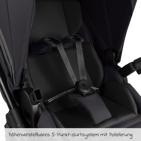 ABC Design Kombi-Kinderwagen Salsa 5 Run - inkl. Babywanne, Sportsitz, Sportzulassung, Luftbereifung, Sitzeinlage & Handbremse inkl. XXL-Zubehörpaket - Pure - Coal