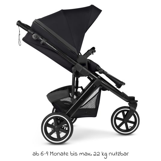 ABC Design Kombi-Kinderwagen Salsa 5 Run - inkl. Babywanne, Sportsitz, Sportzulassung, Luftbereifung, Sitzeinlage & Handbremse inkl. XXL-Zubehörpaket - Pure - Coal