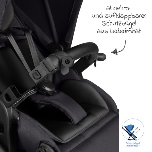 ABC Design Kombi-Kinderwagen Salsa 5 Run - inkl. Babywanne, Sportsitz, Sportzulassung, Luftbereifung, Sitzeinlage & Handbremse inkl. XXL-Zubehörpaket - Pure - Coal