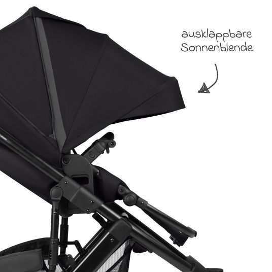 ABC Design Kombi-Kinderwagen Salsa 5 Run - inkl. Babywanne, Sportsitz, Sportzulassung, Luftbereifung, Sitzeinlage & Handbremse inkl. XXL-Zubehörpaket - Pure - Coal