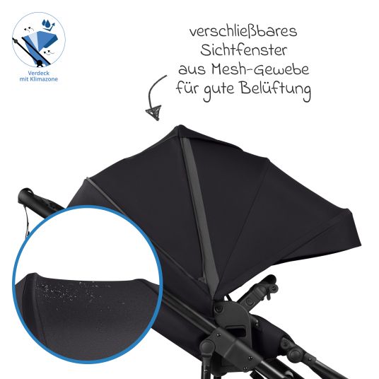 ABC Design Kombi-Kinderwagen Salsa 5 Run - inkl. Babywanne, Sportsitz, Sportzulassung, Luftbereifung, Sitzeinlage & Handbremse inkl. XXL-Zubehörpaket - Pure - Coal