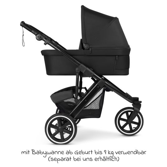 ABC Design Kombi-Kinderwagen Salsa 5 Run - inkl. Babywanne, Sportsitz, Sportzulassung, Luftbereifung, Sitzeinlage & Handbremse inkl. XXL-Zubehörpaket - Pure - Coal